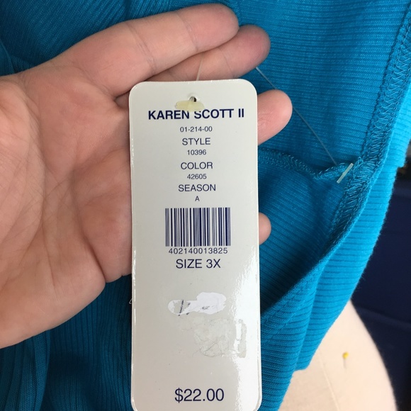 NWT Karen Scott II Teal Blue Button Down Top 3X - Picture 5 of 6